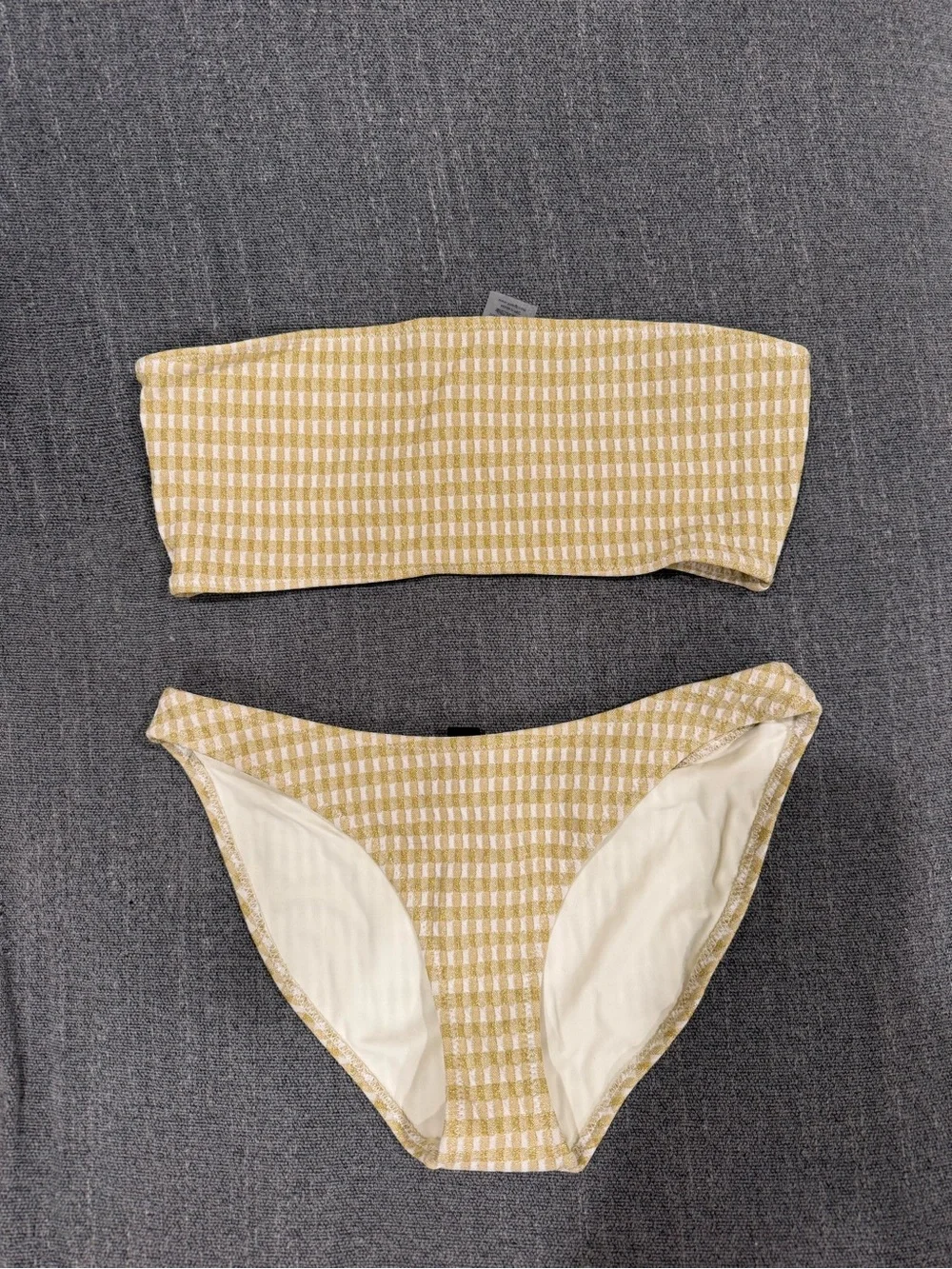 triangl swimwear Gingham Bikini in Mustard and White